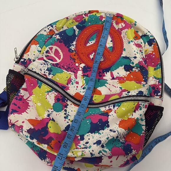 Peace Of Cake Splatter Print Peace Symbol Backpack Multicolor - Picture 13 of 14
